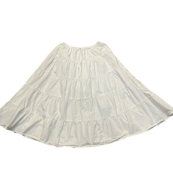 Motel Womens Tiered Midi Skirt Medium White Fit And Flare Boho Casual Vacation - Picture 1 of 6